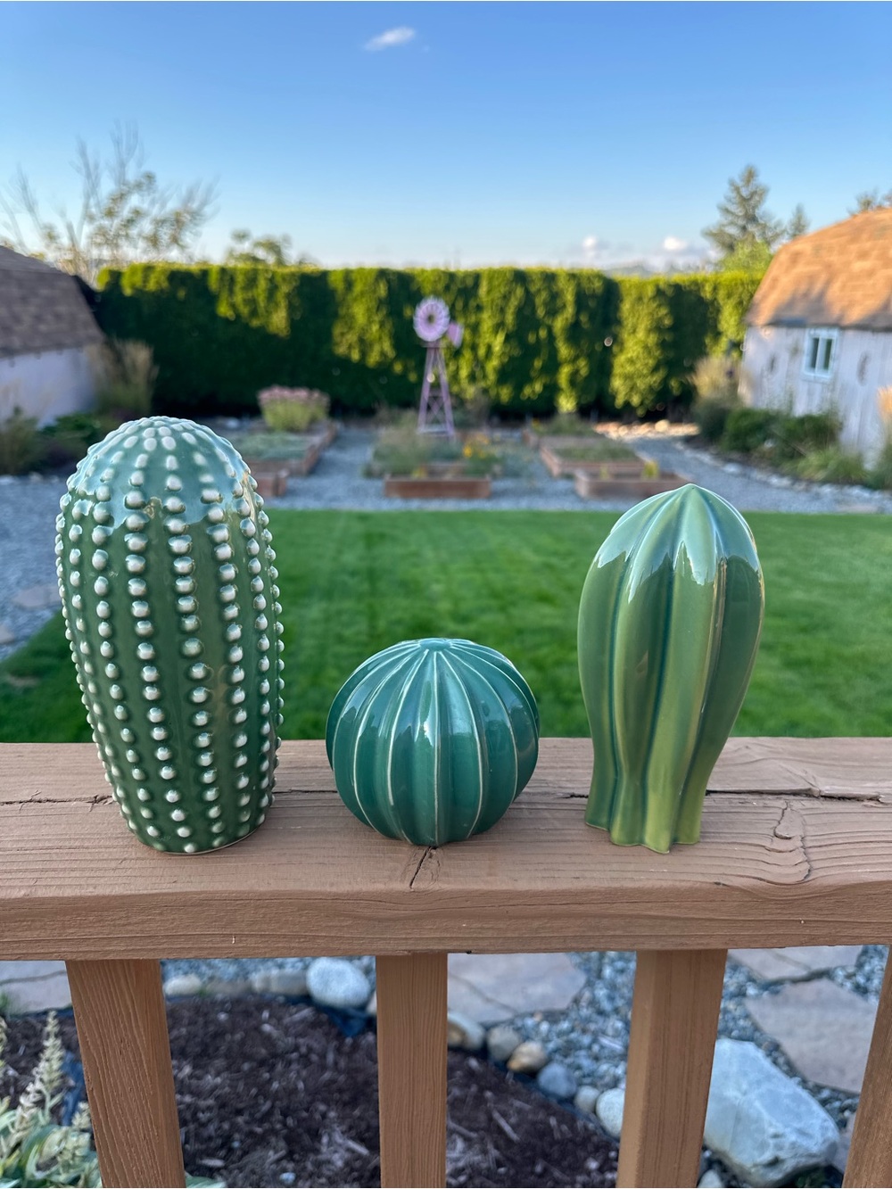 IKEA Green Ceramic Cactus Accent Trio